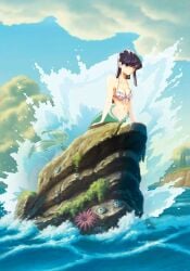 blue_hair female fish_girl fish_tail komi-san_wa_komyushou_desu komi_shouko mermaid mermaid_girl mermaid_tail mermaid_transformation underwater