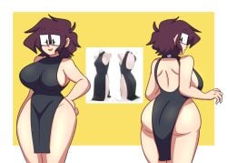 1girls ass breasts brown_hair female glasses lueduar lueduartv lulú_(lueduar) meme short_hair solo tagme