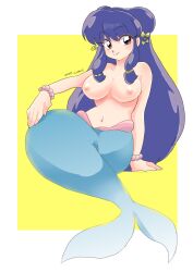 1girls 2020 5_fingers blue_eyes blue_hair blue_tail female female_only fish_tail hair large_breasts long_hair lupus mermaid mermaid_tail mermaid_transformation png purple_hair ranma_1/2 seashell_bra shampoo_(ranma_1/2) signature smile solo underwater