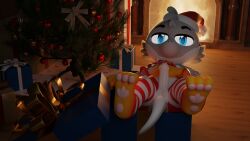 16:9 2022 3_toes 3d_(artwork) 4_fingers 4k absurd_res anthro arm_markings balls barefoot biped black_eyebrows blue_eyes bow_(feature) bow_accessory cheek_tuft christmas christmas_clothing christmas_headwear christmas_ornament christmas_present christmas_tree clothed clothed_anthro clothed_male clothing countershade_balls countershade_body countershade_chest countershade_crotch countershade_face countershade_fur countershade_genitalia countershade_penis countershade_tail countershade_torso countershading digital_media_(artwork) dragon erection eyebrows facial_tuft feet fingers fire fireplace foreskin fur fur_markings fur_tuft genitals glans gloves_(marking) grey_body grey_fur grey_hair grey_tuft hair hat headgear headwear hi_res hindpaw holidays humanoid_genitalia humanoid_penis leg_markings leg_warmers legwear looking_at_viewer lying male male_anthro markings on_back orange_body orange_feet orange_fingers orange_fur orange_markings orange_toes partially_clothed partially_clothed_anthro partially_clothed_male pawpads paws penis pink_glans pink_pawpads plant presenting red_bow red_clothing red_hat red_headgear red_headwear remy_dragon santa_hat socks_(marking) solo tail toes tree tuft unretracted_foreskin urethra wallpaper white_balls white_body white_countershading white_foreskin white_fur white_penis widescreen wood_floor yosshidoragon