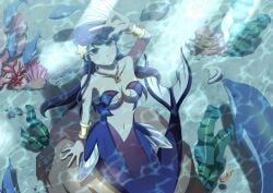 blue_hair female fish_girl fish_tail komi-san_wa_komyushou_desu komi_shouko mermaid mermaid_girl mermaid_tail mermaid_transformation underwater