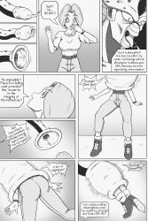 absorbing absorption absorption_vore ass big_ass big_butt bulma_briefs cell_(dragon_ball) comic_page crown dat_ass dragon_ball dragon_ball_z female flesh_tunnel fleshy_tentacle forced forced_vore future_bulma kicking muffled open_mouth pony_tail ponytail saliva tail_bondage tail_bulge tail_vore tailjob teeth teeth_showing text text_box text_bubble tight_clothing tight_pants tongue tongue_out vore yugerov