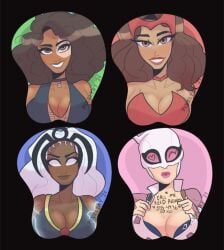 4girls avengers big_breasts body_writing bra breasts dark-skinned_female dark_skin deadpool deadpool_2 domino_(marvel) domino_(zazie_beetz) female female_only gwen_poole gwendolyn_poole gwenpool gwenpool_(series) happy happy_face happy_facial happy_female light-skinned_female lipstick marvel marvel_comics melat0nin mutant mutant_(marvel) naughty naughty_face neena_thurman ororo_munroe phone_drawing phone_number scarlet_witch smile starbryte storm_(x-men) wanda_maximoff white_hair x-force x-men zazie_beetz