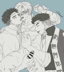 3boys censored demon_slayer dick gay himejima_gyomei kimetsu_no_yaiba male male/male male_only sanemi_shinazugawa tagme yaoi