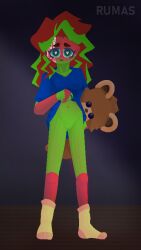 2022 artist_name belarus_(countryhumans) blush clothed countryhumans countryhumans_girl cute female female_focus female_only flashing flashing_pussy green_eyes looking_at_viewer no_panties pov pussy rumas socks t-shirt teddy_bear