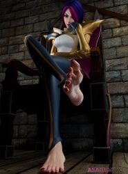 asagamiyo barefoot bob_cut feet femdom fiora_laurent league_of_legends pink_toenails soles toes