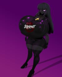 1girls ber00 big_breasts black_hair breasts enderman enderwoman endi_tenebris female female_only gigantic_breasts gloves high_heel_boots high_heels minecraft purple_eyes slipknot solo spats thighhighs thighs tight_clothing