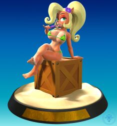 1girls 2019 3d activision anthro big_breasts bikini black_nose blonde_hair busty cleavage clothing coco_bandicoot crash_(series) crate crystal female female_only flower fur gradient_background green_eyes hair hi_res large_breasts naughty_face navel nipple_slip nitro_crate_bikini orange_fur plant sand sexually_suggestive simple_background smile solo sorok17 suggestive swimwear teeth tongue tongue_out video_games