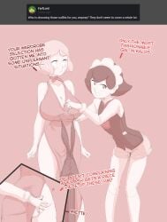 2girls ass ass_grab blush breasts clothed dress female female_only immortalstar loose_clothes loose_dress miette_(pokemon) multiple_girls nintendo pokemon serena_(pokemon) typo