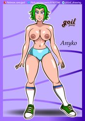 big_breasts big_breasts big_breasts breasts breasts breasts female female female_only fitness fitness_model goil_drawing green_hair original original_character purple_eyes