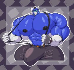 absurd_res anthro big_bulge big_muscles bulge clock detailed_bulge grandtaurus hi_res huge_bulge huge_muscles humanoid hyper hyper_bulge hyper_muscles machine male muscular muscular_male robot robot_humanoid solo suspenders watch zepho