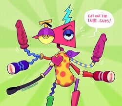 absurd_res ari_dibujitos aribujitosnsfw dildo eyebrows glitch_productions half-closed_eyes heart_symbol hi_res humanoid living_toy motion_lines multi_arm multi_limb narrowed_eyes nonbinary_(lore) penetrable_sex_toy raised_eyebrow riding_crop sex_toy smug_eyes solo spanish_description speech_bubble the_amazing_digital_circus whip zooble_(tadc) zooble_(the_amazing_digital_circus)