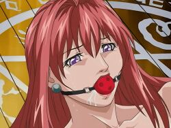 00s 1girls 2006 animated anime_screenshot ball_gag bible_black bible_black_black_sacrifice bible_black_night_of_the_walpulgiss drooling earrings female gag gagged implied_futanari implied_sex jewelry long_hair lying magic_circle mature_female on_back on_floor purple_eyes red_hair saliva shaking_head solo tagme takashiro_hiroko teacher tears