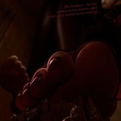 2girls 3d 3d_(artwork) 3d_model 3d_render castle dorothea_arnault dorothea_arnault_(timeskip) feet female fire_emblem fire_emblem:_three_houses foot_focus giantess hengldengl kinky larger_female looming_foot macro micro nylon_stockings nylons speech talking text toes toes_scrunch unaware