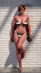 3d big_breasts breasts brown_eyes brown_hair brown_skin brown_skinned_female busty darts77 dead_or_alive female female_focus female_only hourglass_figure lisa_hamilton pinup pinup_pose short_hair tagme wide_hips