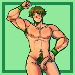1boy aged_up angie_kusanagi buff hairy_male male_focus male_only naked pokemon strong tracey_sketchit