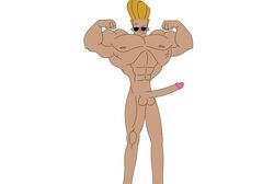 abs armpits biceps big_muscles big_penis bodybuilder cartoon_network flexing johnny_bravo johnny_bravo_(series) male male_only muscular_armpits nude_male pecs solo testicles