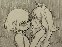 anthro blush blush_lines continuation deer deltarune embarrassed female human human_on_anthro kris_(deltarune) male male/female mammal new_world_deer noelle_holiday part_1 reindeer staring staring_at_another tommiowo undertale_(series)