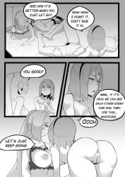 bed boruto:_naruto_next_generations breasts comic dialogue english_text ino_yamanaka monochrome naruto naruto_(series) nude pussy sakura_haruno story text ukaya_masaru_mx yuri