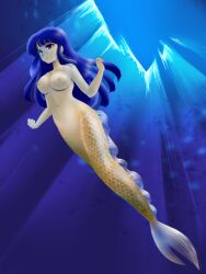 1girls black_hair fish_tail long_hair mana_(mermaid_saga) mermaid mermaid_forest mermaid_saga mermaid_tail mermaid_transformation monster_girl takahashi_rumiko