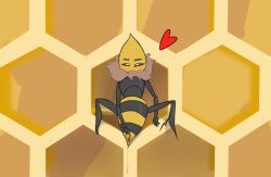 1girls anthro bee fingering hollow_knight honey masturbating masturbation presenting presenting_pussy queen_vespa seductive seductive_eyes seductive_look wasp_waist