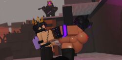 1boy 1girls 3d big_ass big_breasts cum cum_in_pussy cum_inflation cum_inside cumflation decaying_winter doggy_style holding_hands lulu_(decaying_winter) moosty night_vision_goggles open_mouth prison_guard_position rape roblox roblox_game robloxian sledge_king sledge_queen source_request tongue_out