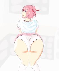 1girls 3xii ass bad_id bad_pixiv_id doki_doki_literature_club female female_only natsuki_(doki_doki_literature_club) panties pink_eyes pink_hair pink_skirt skirt solo source_deleted white_panties