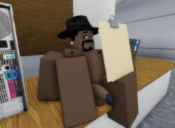 3d artist_request beard black_penis clipboard dick gay male nerd nervous nipples office penis roblox roblox_avatar robloxian shy source_request spread_legs tagme
