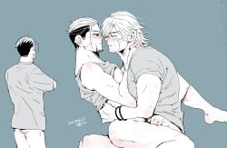 2boys anal anal_penetration anal_sex gay golden_kamuy male male/male male_only monochrome multiple_boys ogata_hyakunosuke tagme vasily_(golden_kamuy) yaoi