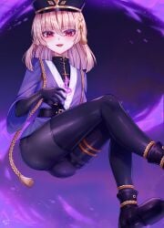 black_gloves black_legwear blonde_hair femboy floating girly hat image_set mizumizzumiz otoko_no_ko otokonoko pink_eyes tomgirl trap