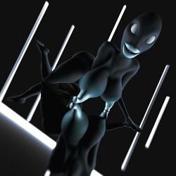 1:1 2022 3d_(artwork) 5_fingers against_surface alien alien_humanoid all_fours areola bald balotariver big_areola big_breasts black_background black_body black_skin blender_(software) blue_lips blue_nipples breasts crawling digital_media_(artwork) female fingers hairless hi_res huge_areola huge_breasts huge_nipples humanoid humanoid_hands hyper hyper_nipples lips looking_at_viewer nipples reflection reflective_floor simple_background solo thick_lips white_eyes white_lips