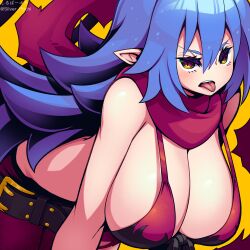 bikini bikini_top breasts canon_genderswap cleavage disgaea disgaea_d2 genderswap_(mtf) huge_breasts kara_age laharl laharl-chan large_breasts leaning_forward nippon_ichi_software rule_63 rule_63