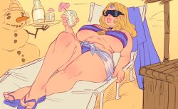 1girls beach big_ass big_breasts big_butt big_thighs blonde_female blonde_hair chubby chubby_female crystal_maiden djcomps dota_2 feet female fizzz huge_breasts huge_thighs pampering rylai_the_crystal_maiden solo spoiled sunbathing sunglasses swimsuit thick thick_thighs tinted_eyewear wide_hips