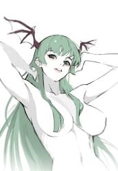 bat_wings big_ass big_breasts capcom capcom_vs_snk capcom_vs_snk_2 darkstalkers drawn green_eyes green_hair jason_kim medium_breasts morrigan_aensland vampire_(game) vampire_hunter vampire_savior wings wings_on_head