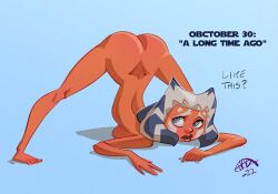 1girls ahsoka_tano ass english_text female female_only hagfish jack-o_pose naked solo star_wars tagme text the_clone_wars:_season_one togruta