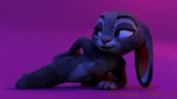 3d all_fours animated anthro buckteeth cara_meli countershading disney female flat_chest fur furry furry_only judy_hopps lagomorph leporid mammal nude presenting purple_background rabbit short_playtime simple_background solo solo_focus tail teeth watermark zootopia