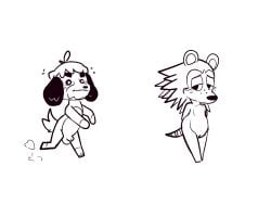 2022 animal_crossing canine digby_(animal_crossing) female hedgehog male nintendo penis pussy sable_able sofia_draws_more