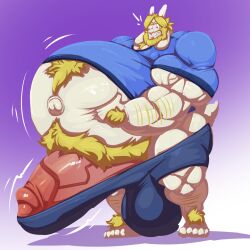 1boy 2d anthro armpit_hair asgore_dreemurr balls bara blonde_hair bobert body_hair boner chest_hair dad_bod deltarune erection erection_under_clothes facial_hair furry gay goat goat_horns hairy horns hyper hyper_balls hyper_penis male male_only muscles musk overweight overweight_male penis pubes pubic_hair shirt shorts solo solo_male undertale undertale_(series) white_fur