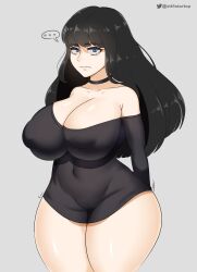 ... 1girls big_breasts black_hair blue_eyes breasts choker cleavage clothed female goth lena_(startop) light-skinned_female light_skin looking_at_viewer nipple_bulge nipples oc original original_character scary_eyes startop thick_thighs thighs tight_clothing tight_shirt