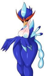 avian avian_humanoid big_ass blue_fur blush brown_eyes duck female female_only female_pokemon furry gen_9_pokemon looking_at_viewer medium_breasts nintendo nipples no_humans pokemon pokemon_sv quaquaval saltyxodium tagme thick_thighs