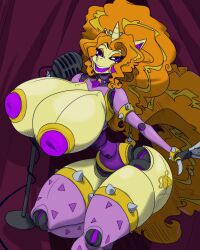 adagio_dazzle anthro ball_joints breasts equestria_girls equid equine female female_robot friendship_is_magic furry hasbro highres horn horse huge_breasts hyper hyper_breasts imric1251 inverted_nipples large_breasts machine mammal mane microphone my_little_pony nipples pony robo_adagio robot singing siren small_waist smile solo unicorn wide_hips