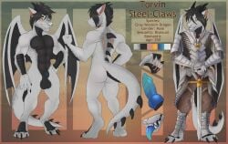 anthro armor ass balls dragon english_text genitals horn humanoid knot male melee_weapon miraoff nude penis solo sword text torvin_steel-claws weapon wings