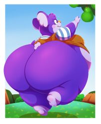 1girls animal_crossing anthro ass bottomless bottomless_female breasts female female_focus female_only furry hips hoodah hyper hyper_ass koala large_ass large_breasts nintendo overalls overweight overweight_female pear purple_fur purple_hair sideboob sydney_(animal_crossing) thick_thighs thighs wide_hips