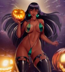 1girls armadillo ass_visible_through_thighs black_hair chel dark-skinned_female darkra dreamworks hourglass_figure large_breasts long_hair looking_at_viewer outside pussy tagme the_road_to_el_dorado thick_thighs voluptuous wristbands