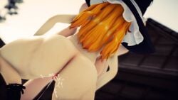 1girls 3d ass blonde_hair blurry_background cum cum_drip cum_in_pussy cum_inside female marisa_kirisame mmd touhou vovun wet_pussy witch_hat