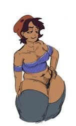 1girls bottom_heavy disney disney_channel disney_xd edit hand_on_hip luz_noceda medium_breasts muffynbunarts pubic_hair pubic_hair_peek revealing_clothes rough_sketch straight_hair tagme the_owl_house thick_thighs third-party_edit wide_hips