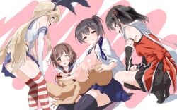 1boy 4girls admiral_(kantai_collection) animal_ears armpits ass being_watched between_legs black_panties black_socks blonde_hair blue_sailor_collar blue_skirt bondage breasts brown_hair cameltoe clothed_female clothed_female_nude_male clothed_sex cum detached_sleeves ejaculation emotionless femdom ffffm_fivesome fivesome furutaka_(kantai_collection) groin hagakure-kurage_(79g) hakama hakama_short_skirt hakama_skirt handjob highres huge_breasts japanese_clothes jitome kaga_(kantai_collection) kantai_collection kimono kneehighs light-skinned_female light-skinned_male light_skin long_hair malesub masturbation miniskirt multiple_boys multiple_girls nipples no_bra nude nursing_handjob on_bed panties puffy_nipples rabbit_ears sadism sailor_collar scarf school_uniform seiza sendai_(kantai_collection) serafuku shimakaze_(kantai_collection) short_twintails side_ponytail sitting skirt sleeveless small_penis smile socks string_panties striped striped_socks thighhighs translation_request twintails underwear v yellow_eyes