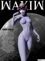 1girls 3d ass blender blizzard_entertainment breasts chest collar dark_hair female female_only fingering front_page hi_res legs lipstick magazine magazine_front_page makeup medium_breasts moon nails naked nero100 nipples nude nudity overwatch overwatch_2 pose purple_hair purple_skin pussy solo solo_female space thighs topless vagina waxiw widowmaker