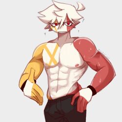 countryhumans countryhumans_oc male male_only markai_cat muscular muscular_male shirtless sweat zeon_(markai_cat)