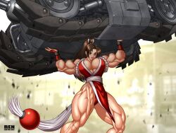 1girls abs amazon athletic_female biceps big_biceps breasts_bigger_than_head capcom cleavage cute cute_face fatal_fury female flexing flexing_bicep king_of_fighters lifted_by_self mai_shiranui massive_breasts metal_slug muscle_tone muscular_arms muscular_ass muscular_female muscular_legs muscular_thighs open_smile ponytail ren_(tainca2000) rentb six_pack snk standing super_vehicle_001_metal_slug tank thick_hips thick_legs thick_thighs thunder_thighs toned_female voluptuous weight_gain